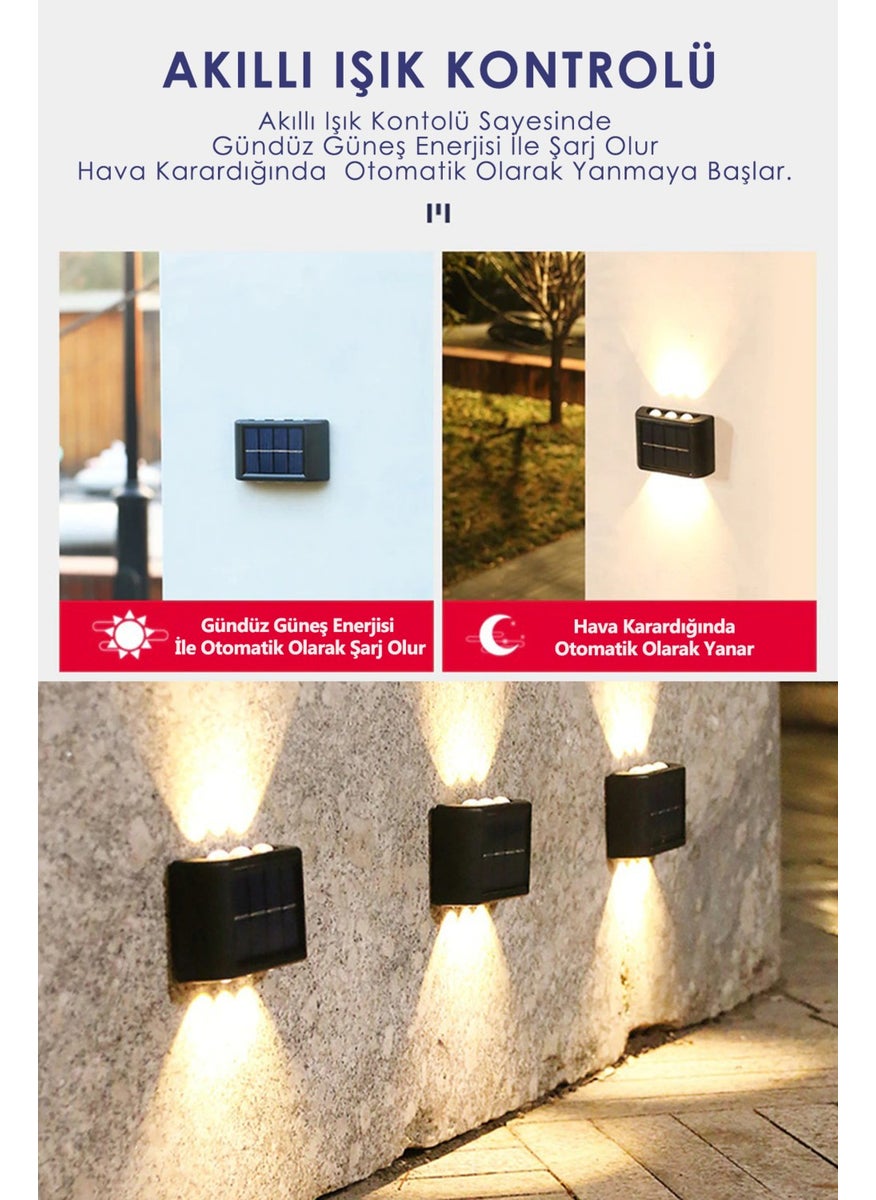 Technosmart 2PCS Modern Solar 6LED Double Sided Sconce Solar Powered Lighting Wall Lamp  - Image 3