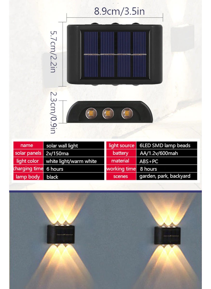 Technosmart 2PCS Modern Solar 6LED Double Sided Sconce Solar Powered Lighting Wall Lamp  - Image 4