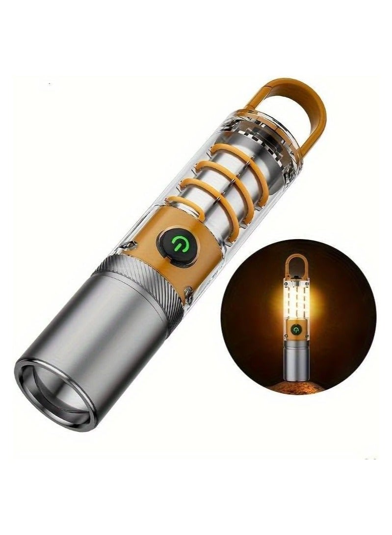 BlueFire Rechargeable LED Camping Flashlight & Lantern 6 Modes – Super Bright Portable Torch with Zoomable Beam, Warm Ambience Light, Strobe, Signal Mode, IPX6 Waterproof, Lightweight Orange Emergency Lamp with Lampshade & Hanging Hook – Outdoor Hiking, Power Outage & Travel Use - Image 1