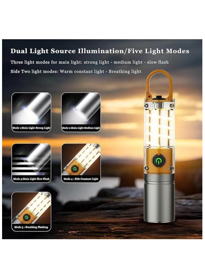 BlueFire Rechargeable LED Camping Flashlight & Lantern 6 Modes – Super Bright Portable Torch with Zoomable Beam, Warm Ambience Light, Strobe, Signal Mode, IPX6 Waterproof, Lightweight Orange Emergency Lamp with Lampshade & Hanging Hook – Outdoor Hiking, Power Outage & Travel Use - Image 3