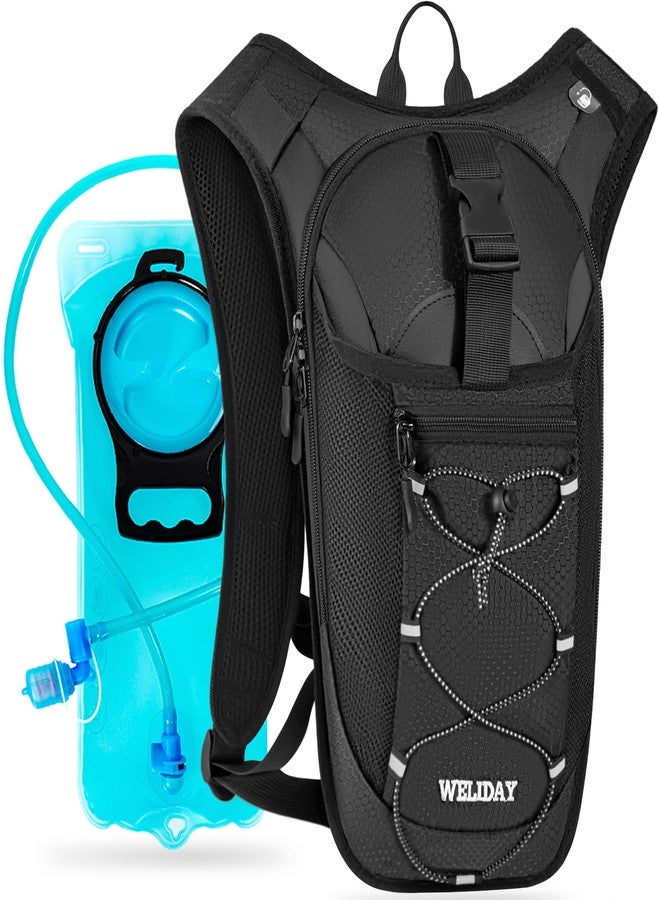 WELIDAY Hydration Backpack with 2L Leak Proof Water Bladder, Lightweight Hydro Water Daypack for Rave, Cycling, Running, Hiking, Climbing (Black, 2L Water Bladder) - Image 1