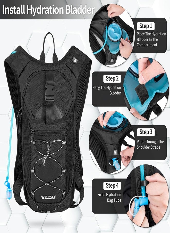 WELIDAY Hydration Backpack with 2L Leak Proof Water Bladder, Lightweight Hydro Water Daypack for Rave, Cycling, Running, Hiking, Climbing (Black, 2L Water Bladder) - Image 4