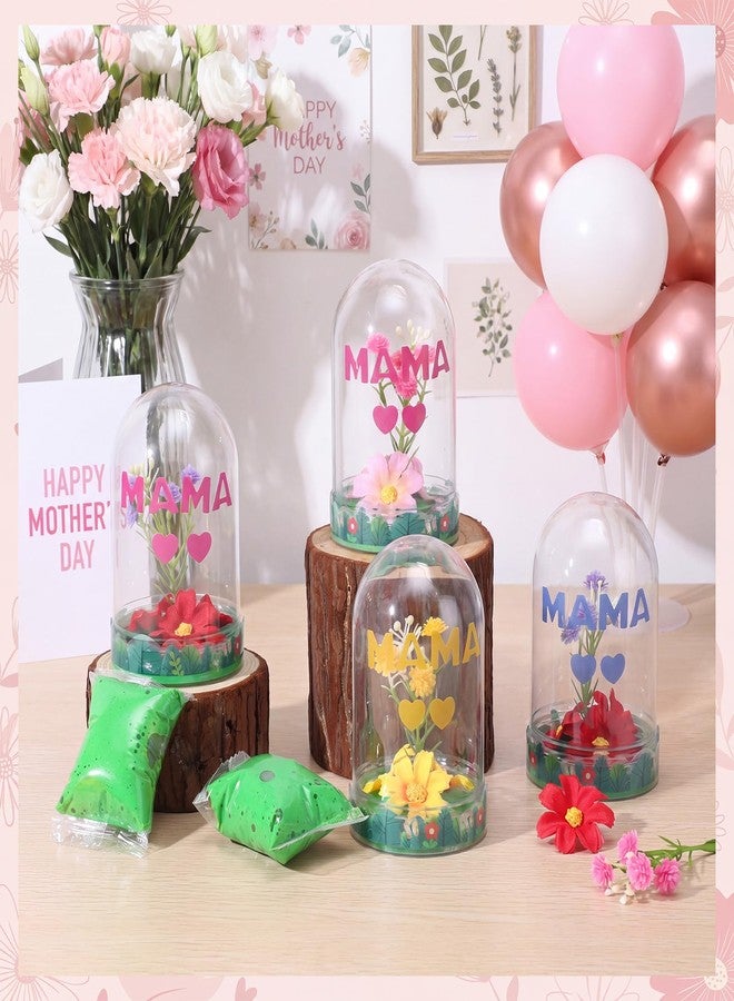 Newtay 12 Sets Mother's Day Flower Snow Globe Craft Kits with Artificial Flower Stickers Clay DIY Plastic Globe Kit Art Activity Project for Home Spring Party Supplies - Image 5