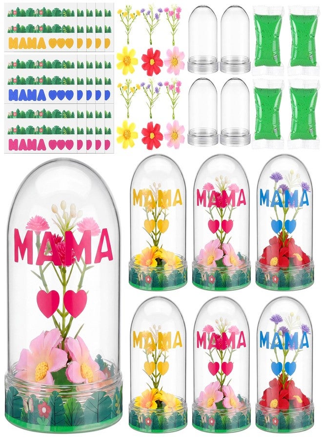 Newtay 12 Sets Mother's Day Flower Snow Globe Craft Kits with Artificial Flower Stickers Clay DIY Plastic Globe Kit Art Activity Project for Home Spring Party Supplies - Image 1