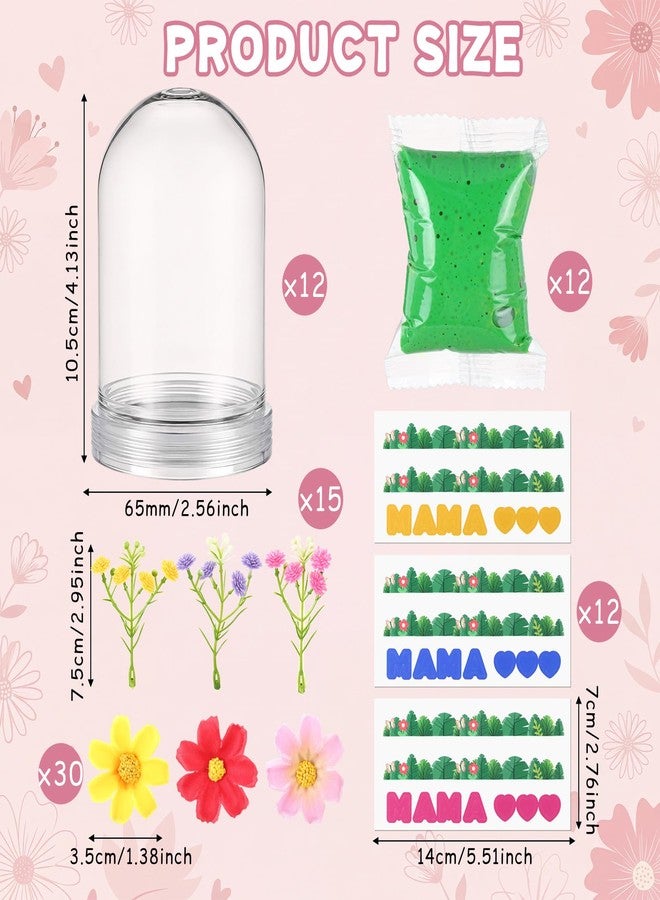 Newtay 12 Sets Mother's Day Flower Snow Globe Craft Kits with Artificial Flower Stickers Clay DIY Plastic Globe Kit Art Activity Project for Home Spring Party Supplies - Image 4