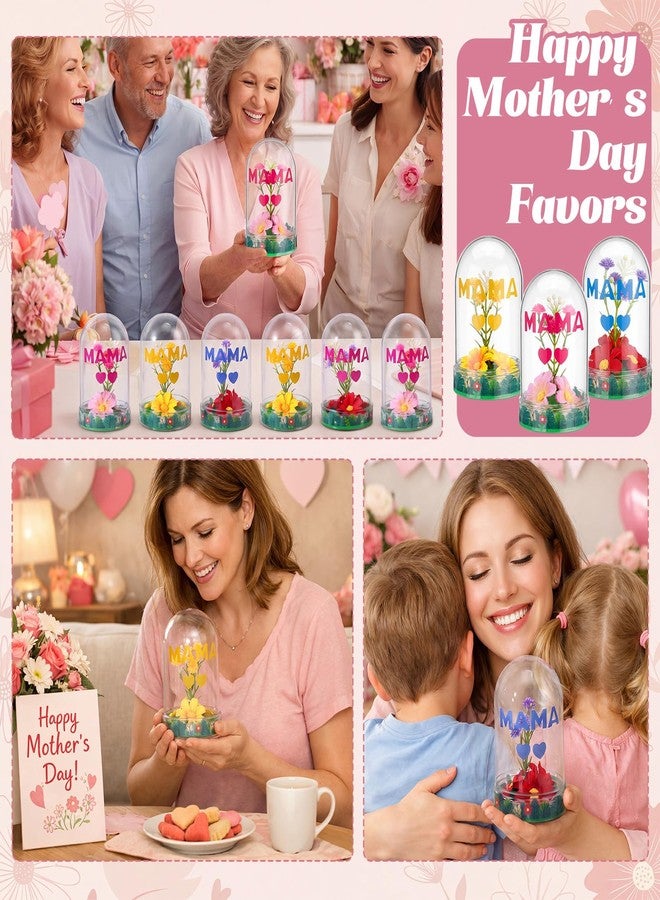 Newtay 12 Sets Mother's Day Flower Snow Globe Craft Kits with Artificial Flower Stickers Clay DIY Plastic Globe Kit Art Activity Project for Home Spring Party Supplies - Image 2
