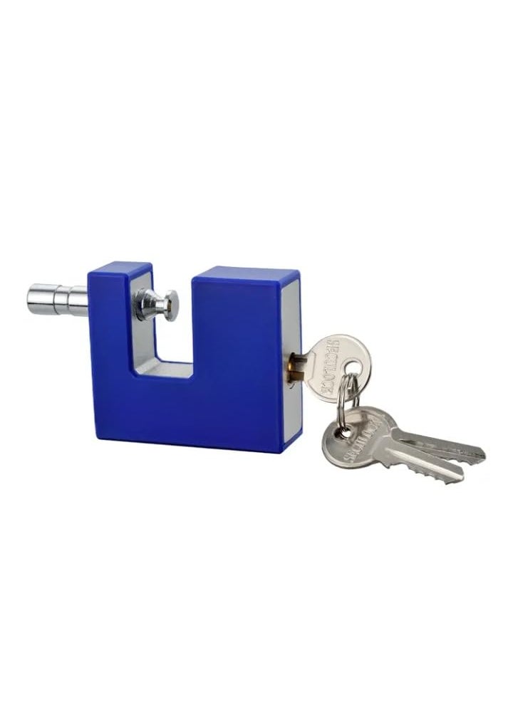 BUDWILL HeavyDuty Steel Padlock 90 MM Lock and 3 Keys Hardened Padlock Security Lock for Garage Door Containers Shutter Locker Warehouse Gates Blue  - Image 2