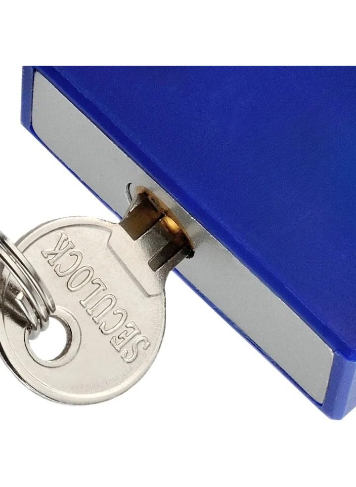 BUDWILL HeavyDuty Steel Padlock 90 MM Lock and 3 Keys Hardened Padlock Security Lock for Garage Door Containers Shutter Locker Warehouse Gates Blue  - Image 3