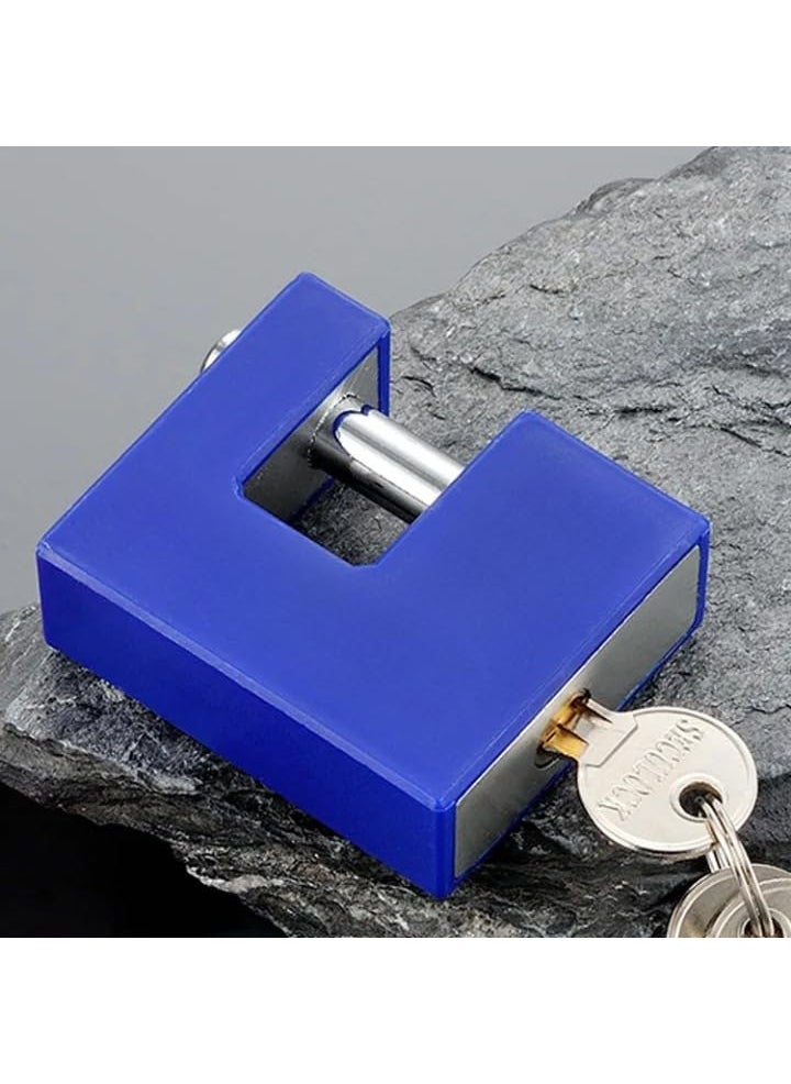 BUDWILL HeavyDuty Steel Padlock 90 MM Lock and 3 Keys Hardened Padlock Security Lock for Garage Door Containers Shutter Locker Warehouse Gates Blue  - Image 5