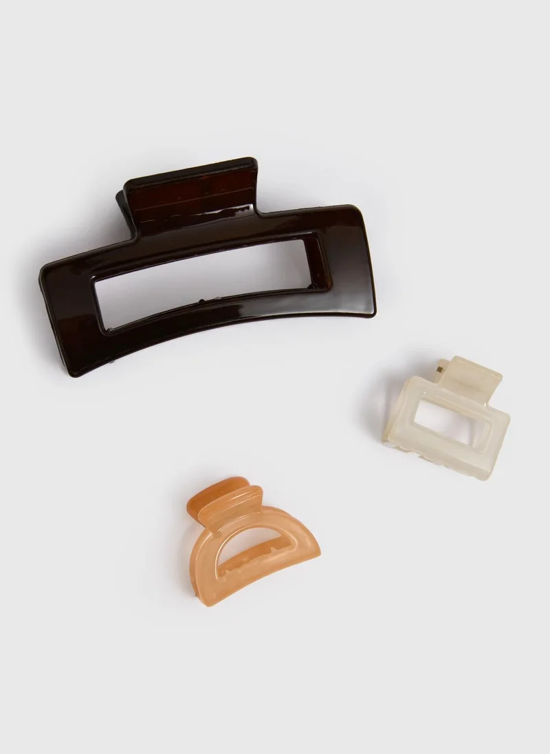 Matalan 3 Pack Multicolour Sunbaked Resin Claw Clips