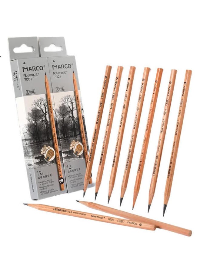 Marco 5B Sketching Pencils, 12 Pieces, Natural Wood, Professional Art Hexagonal Shaft, Hand-Drawn Sketching Drawing Pencils, Paper Box Packaging, For Students, Beginners, Exams, Drawing, Specialized Art Sketching - Image 1