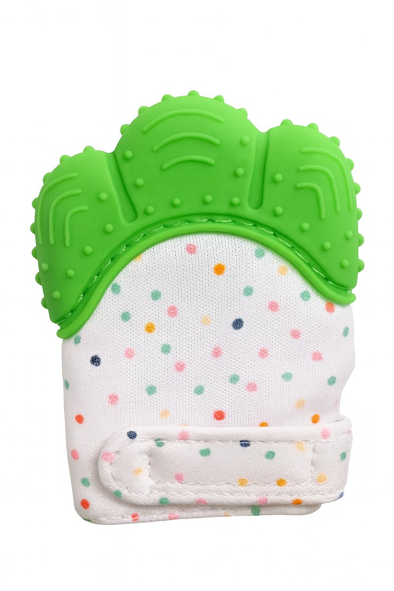 Silicone Baby Mitten Teether Glove – Green, Adjustable for Infants  - Image 1