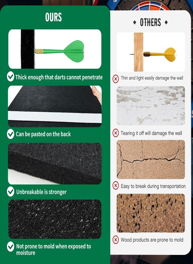 Sitroasho Dart Board Wall Protector Self-Adhesive Wall Surround Board Dart Board Black Felt Wall Tiles Cork Dart Board Backer Cork Board Felt Dartboard Wall Protection (Rectangle, 6) - Image 3