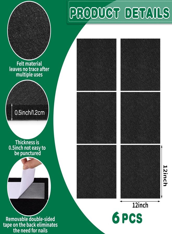 Sitroasho Dart Board Wall Protector Self-Adhesive Wall Surround Board Dart Board Black Felt Wall Tiles Cork Dart Board Backer Cork Board Felt Dartboard Wall Protection (Rectangle, 6) - Image 2