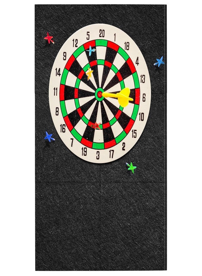Sitroasho Dart Board Wall Protector Self-Adhesive Wall Surround Board Dart Board Black Felt Wall Tiles Cork Dart Board Backer Cork Board Felt Dartboard Wall Protection (Rectangle, 6) - Image 1