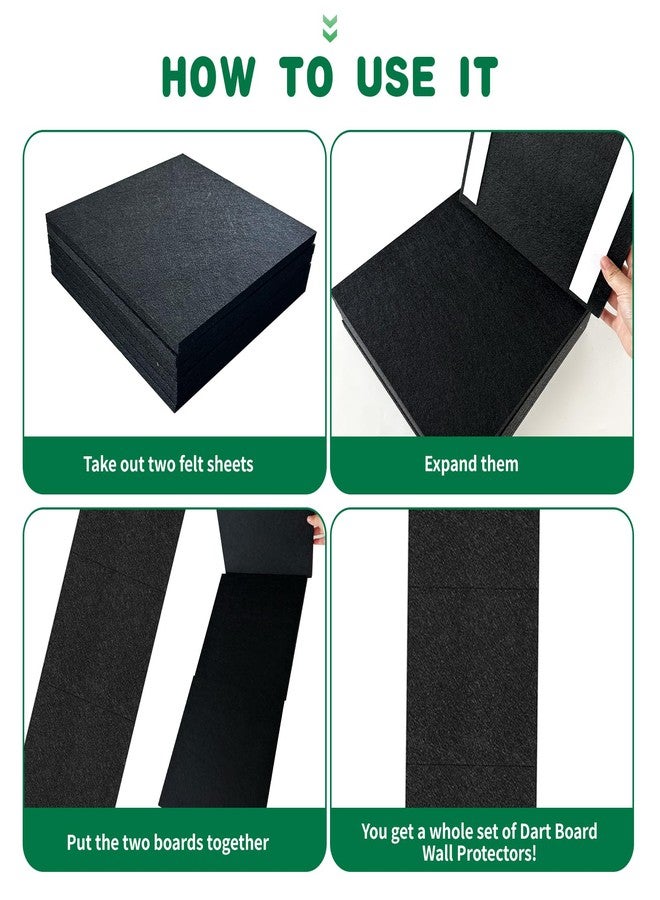 Sitroasho Dart Board Wall Protector Self-Adhesive Wall Surround Board Dart Board Black Felt Wall Tiles Cork Dart Board Backer Cork Board Felt Dartboard Wall Protection (Rectangle, 6) - Image 4