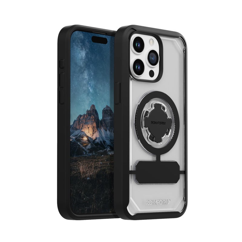 Rokform - iPhone 15 Pro Max Case, Crystal Series, Magnetic Clear iPhone 15 Pro Max Cover with RokLock Twist Lock, Slim Drop Tested Armor (Clear) - Image 1