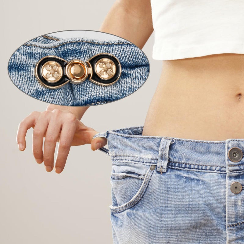 TOOVREN Pant Waist Tightener, Detachable Jean Buttons for Loose Jeans, No Sew and No Tools Button Pins for Jeans, Adjustable Jean Buttons Pins, Daisy Flower Instant Pants Button Tightener 4 Sets - Image 2
