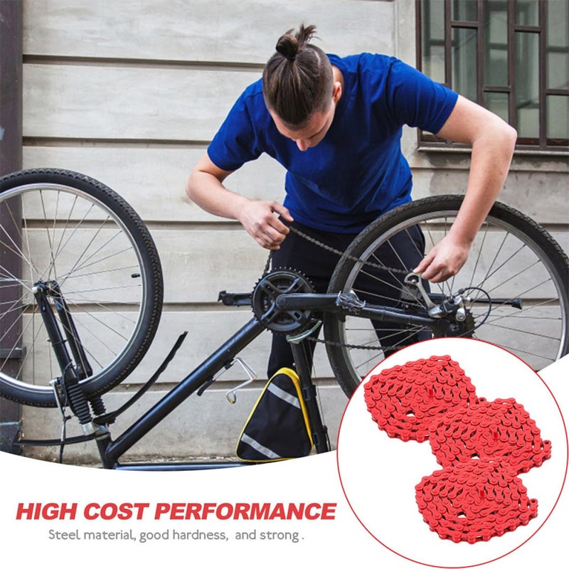 3Pcs Crimson Single Speed Bike Chain 94 Links with Connector for Cycling Maintenance - Image 4