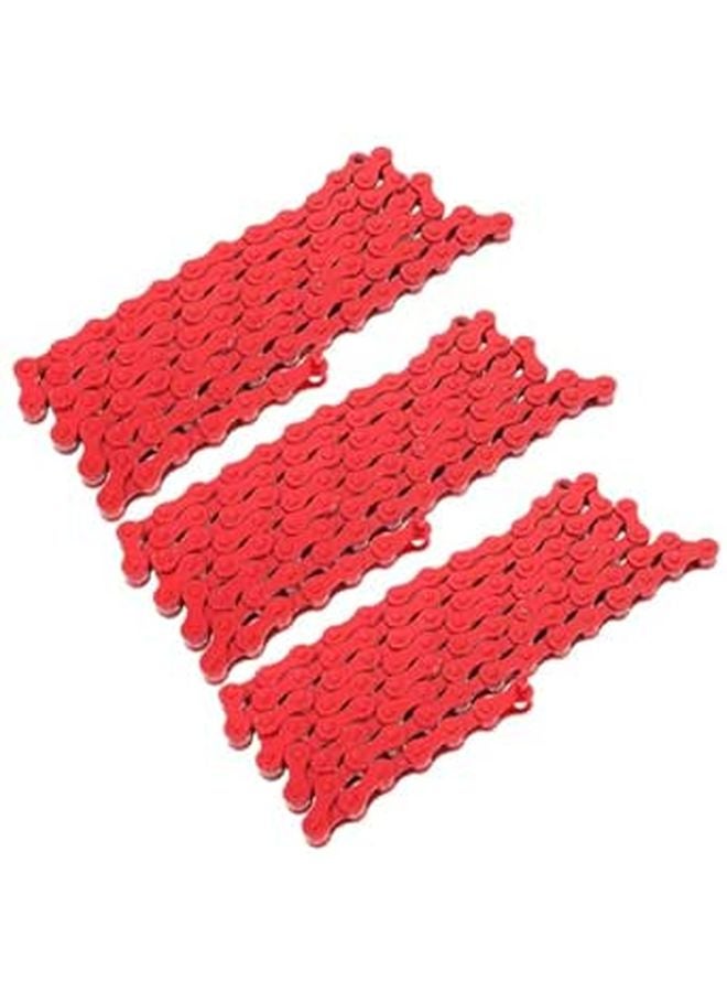 3Pcs Crimson Single Speed Bike Chain 94 Links with Connector for Cycling Maintenance - Image 1