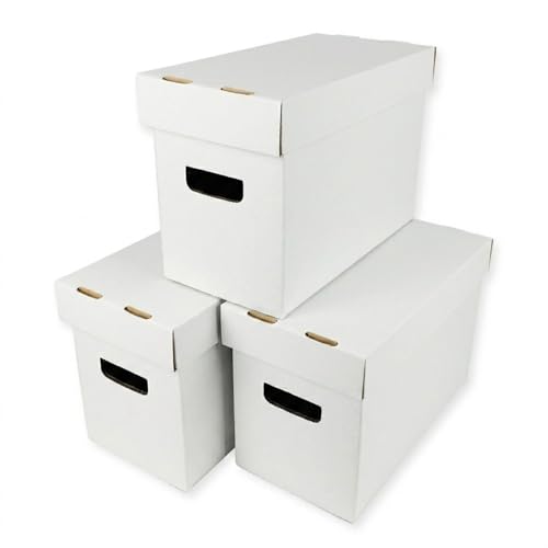 Max Protection Comic Book Storage Boxes - Pack of 3 - Short Cardboard for 150-175 Comic Books - Double Thickness Design - Premium Stackable Book Box for Silver Age & Modern Comics - Image 1