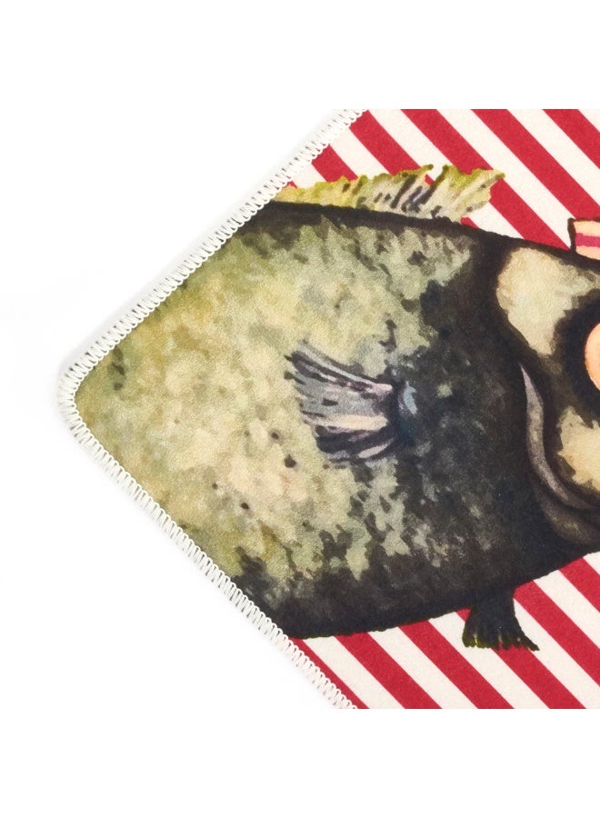 Biggdesign Washable Indoor Doormat 45x70cm, Durable Polyester Mat, Non-Slip Bottom, Pet Friendly, Machine Washable, Red Stripes Fish Design Doormat, Ideal Door Mat for Kitchen, Bathroom, Living Room, Entryway - Image 2