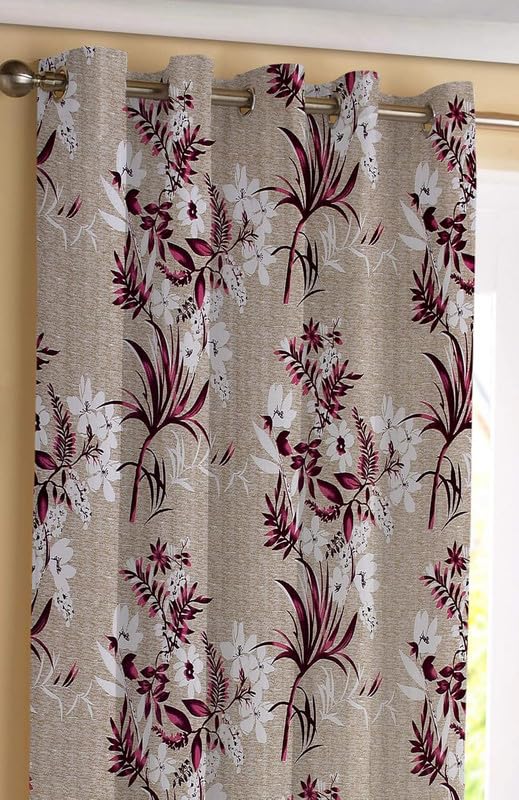 YNYC YNYC Latest Blossom Curtains for Window 5 Feet Window 85 Blackout Curtain Premium Polyester Curtains for Living Room Bedroom Home Office Screens Set of 3 Wine - Image 2