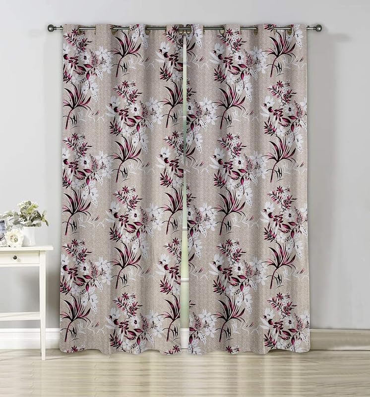 YNYC YNYC Latest Blossom Curtains for Window 5 Feet Window 85 Blackout Curtain Premium Polyester Curtains for Living Room Bedroom Home Office Screens Set of 3 Wine - Image 4