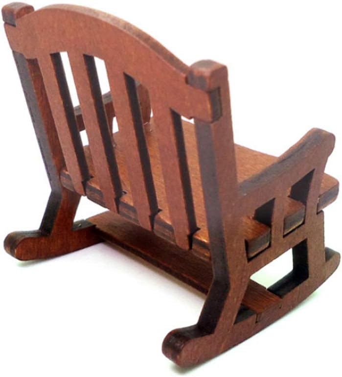 klarako 2 Pieces 1/12 Dollhouse Miniature Furniture Wooden Rocking Chair Model Handicraft Decor - Image 3