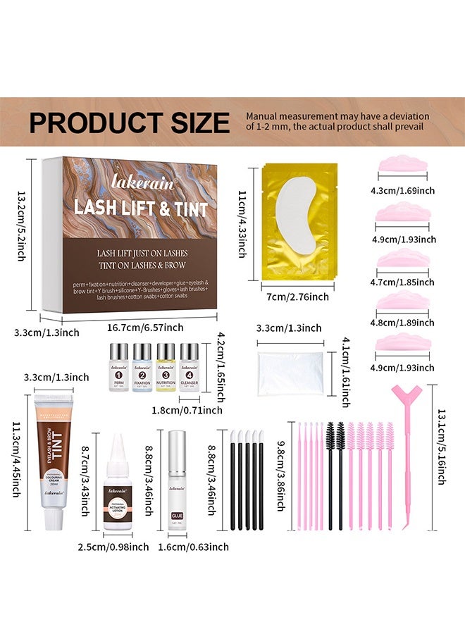 lakerain Lash Lift & Brow Tint Kit, Brown Professional 2-in-1 Eyelash Perming & Eyebrow Dyeing Set,  Long-Lasting  Waterproof Curling & Tinting Kit with Full Tools for Home Salon Use - Image 3