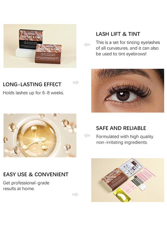 lakerain Lash Lift & Brow Tint Kit, Brown Professional 2-in-1 Eyelash Perming & Eyebrow Dyeing Set,  Long-Lasting  Waterproof Curling & Tinting Kit with Full Tools for Home Salon Use - Image 4