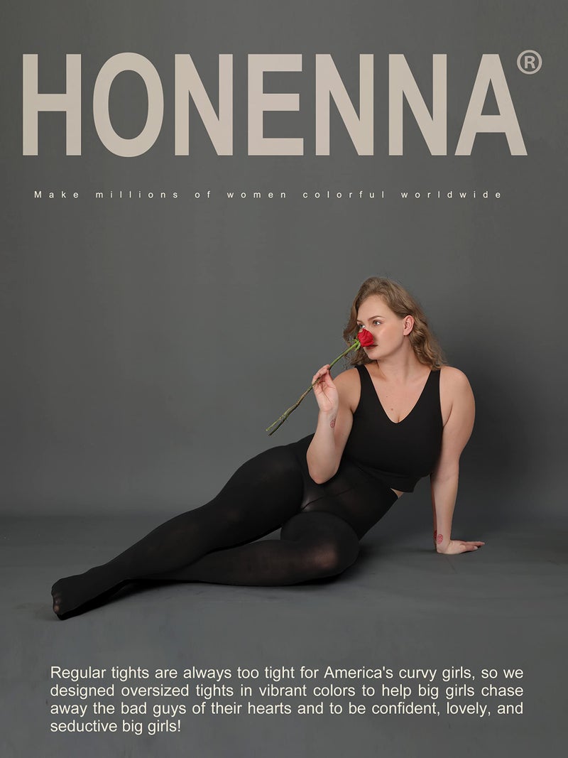 HONENNA Queen Plus Size Tights, 20+ Colors Women's Curves Semi Opaque Stockings Nylons Pantyhose 1X 2X 3X 4X 5X 6X, 1-6 Pairs (1 Pair-Black 3X-4X) - Image 3