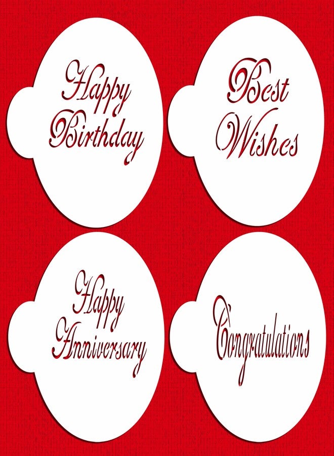 Designer Stencils Script Celebration Cake Stencils Set, Beige/Semi-Transparent - Image 4