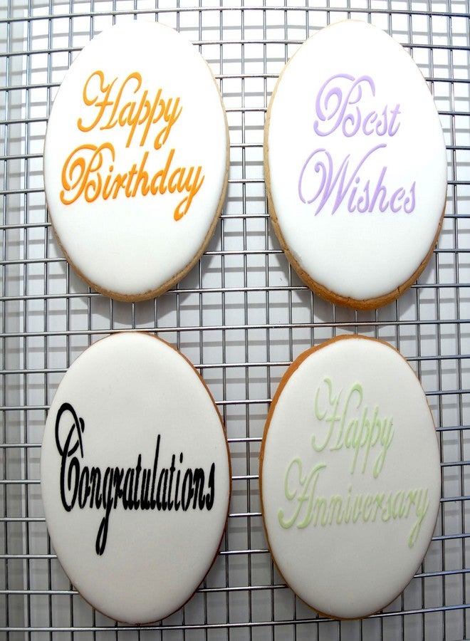 Designer Stencils Script Celebration Cake Stencils Set, Beige/Semi-Transparent - Image 3