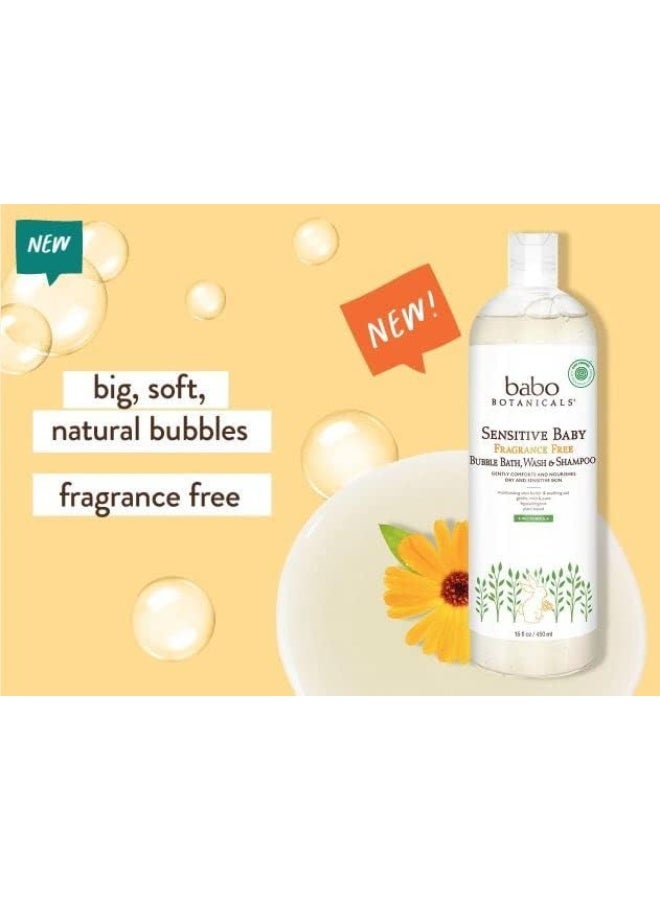 Babo Botanicals Sensitive Baby Fragrance-Free 2-in-1 Bubble Bath & Wash - Shea Butter, Calendula & Oat - Vegan - EWG Verified - For Babies & Kids - Image 4