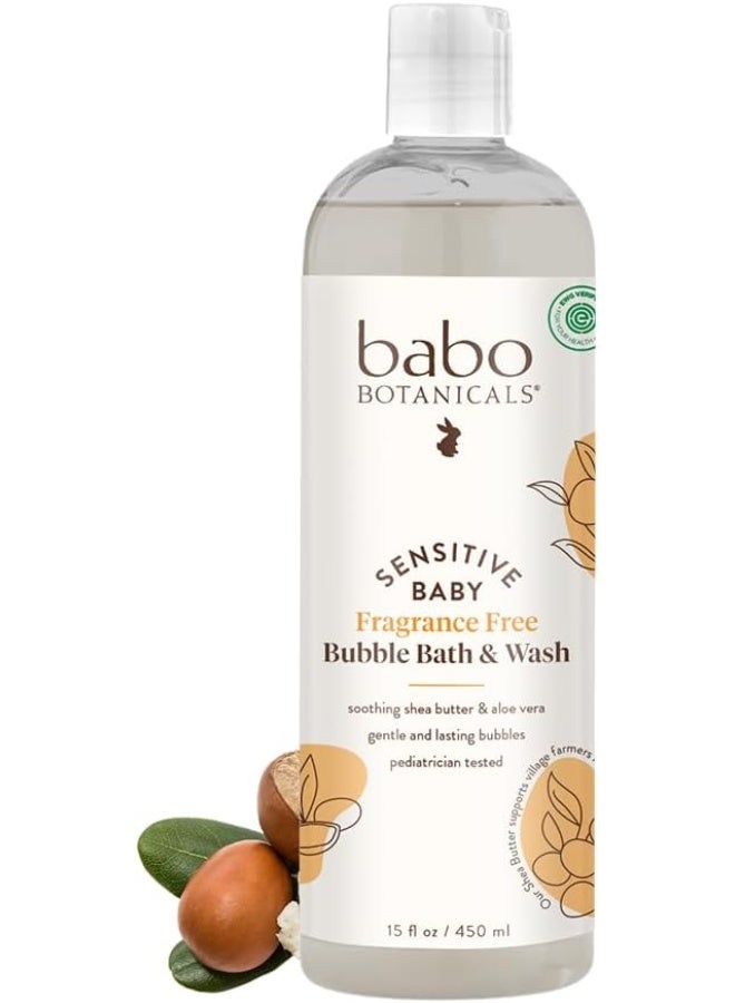 Babo Botanicals Sensitive Baby Fragrance-Free 2-in-1 Bubble Bath & Wash - Shea Butter, Calendula & Oat - Vegan - EWG Verified - For Babies & Kids - Image 1
