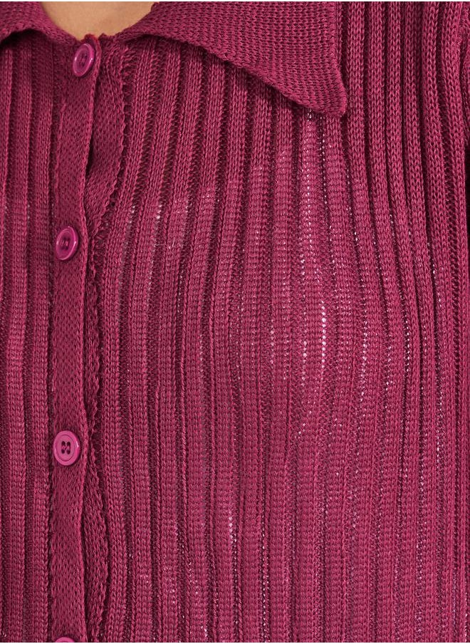 Styli Ribbed Knit Relaxed Fit Short Sleeves Shirt  - Image 3