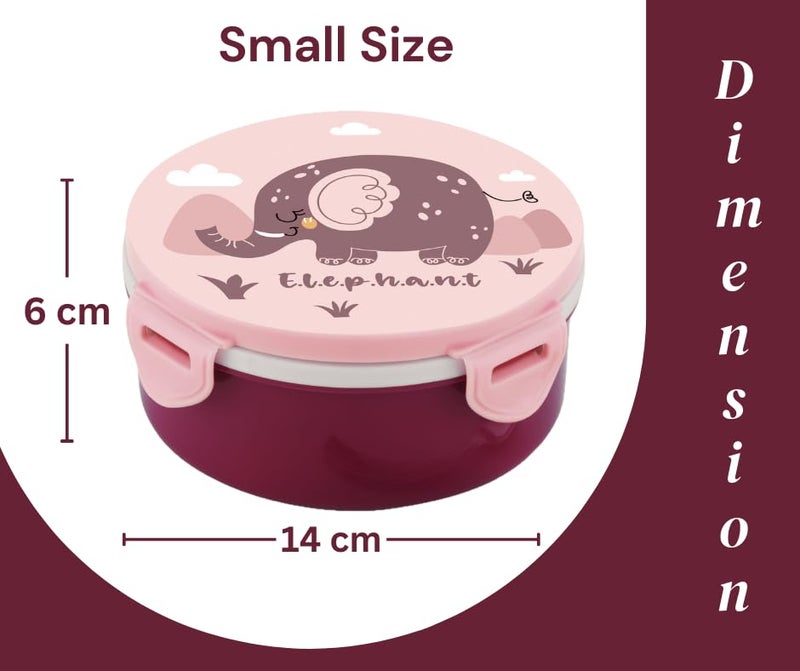 Liza Tasty Bites Stainless Steel Lunch Box with Spoon | 380ml Leak-Proof Lightweight Tiffin Box for Kids & Office | Outer Plastic + Inner Steel | Purple - Image 3