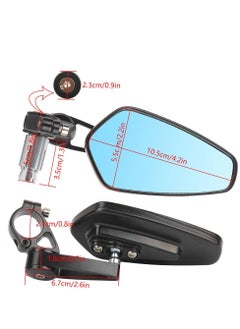 Y&D Motorcycle Modified Rear View Mirrors universal 22mm reversing Handlebar End MirrorCNC Rearview Mirror Oval Aluminum (Blue Mirror)  - Image 3