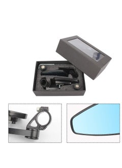 Y&D Motorcycle Modified Rear View Mirrors universal 22mm reversing Handlebar End MirrorCNC Rearview Mirror Oval Aluminum (Blue Mirror)  - Image 4