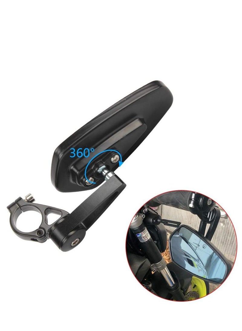 Y&D - Motorcycle Modified Rear View Mirrors universal 22mm reversing Handlebar End MirrorCNC Rearview Mirror Oval Aluminum (Blue Mirror) - Image 1