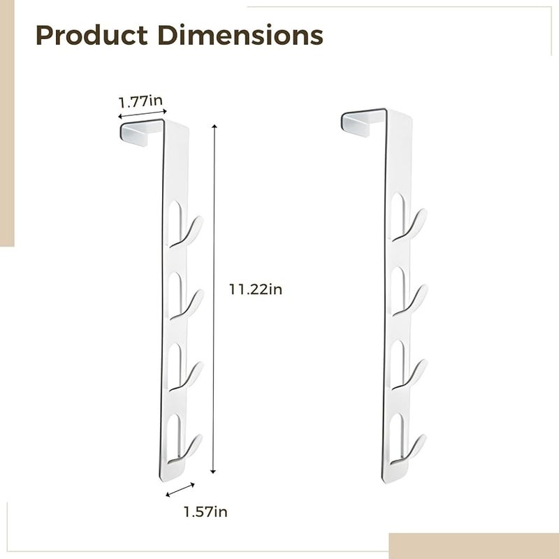 2 Pack Over The Door Metal Coat Rack No Drill Space Saving Hanger For Coats Hats Bags - Image 5