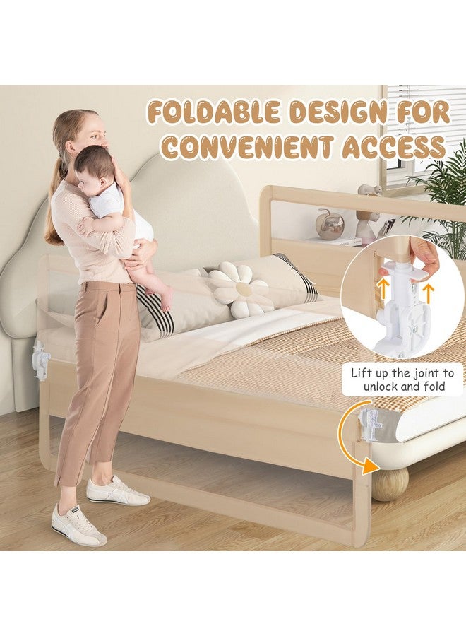 GLACER Foldable Bed Rail for Toddlers - 71" Bedrail w/Safety Straps, Child Lock & Removable Oxford Cover, Swing Down Baby Bed Rail Guard for Crib, Full, Twin, Double, Queen & King Bed (Beige, 1 Pack) - Image 4