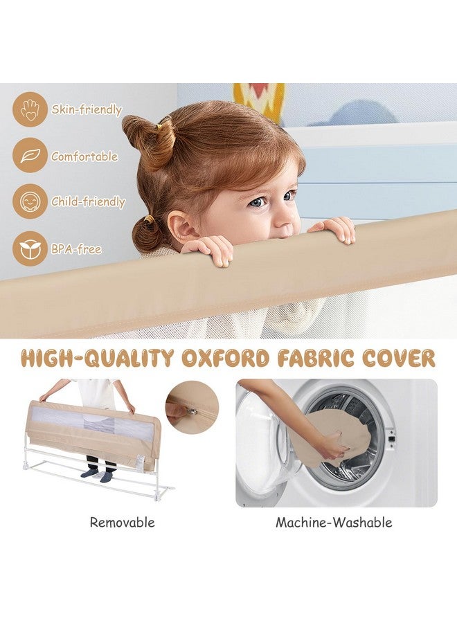 GLACER Foldable Bed Rail for Toddlers - 71" Bedrail w/Safety Straps, Child Lock & Removable Oxford Cover, Swing Down Baby Bed Rail Guard for Crib, Full, Twin, Double, Queen & King Bed (Beige, 1 Pack) - Image 3