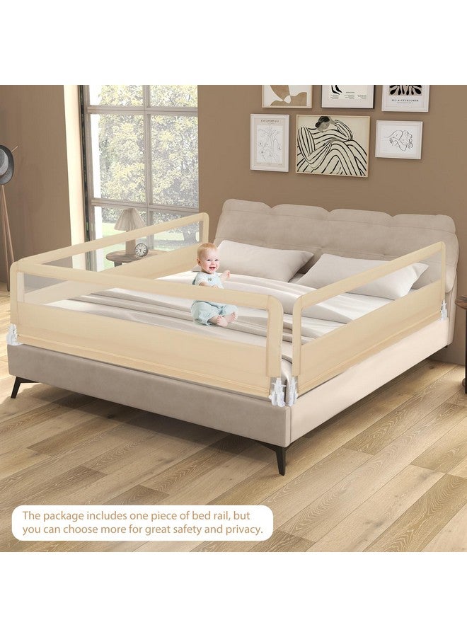 GLACER Foldable Bed Rail for Toddlers - 71" Bedrail w/Safety Straps, Child Lock & Removable Oxford Cover, Swing Down Baby Bed Rail Guard for Crib, Full, Twin, Double, Queen & King Bed (Beige, 1 Pack) - Image 2