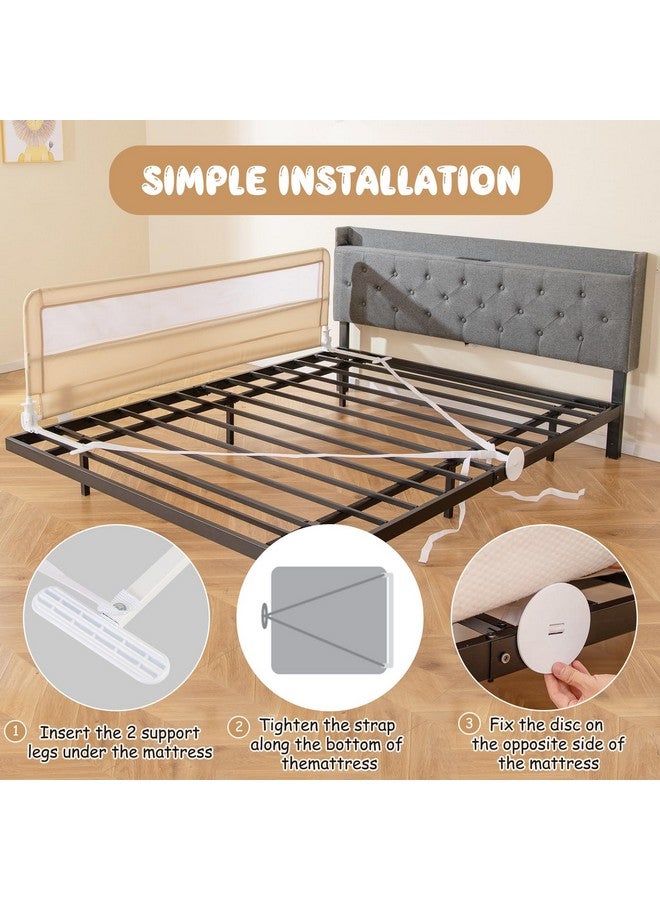 GLACER Foldable Bed Rail for Toddlers - 71" Bedrail w/Safety Straps, Child Lock & Removable Oxford Cover, Swing Down Baby Bed Rail Guard for Crib, Full, Twin, Double, Queen & King Bed (Beige, 1 Pack) - Image 5