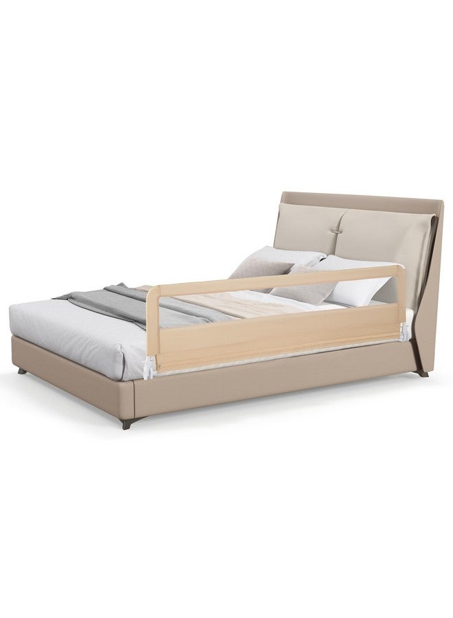 GLACER Foldable Bed Rail for Toddlers - 71" Bedrail w/Safety Straps, Child Lock & Removable Oxford Cover, Swing Down Baby Bed Rail Guard for Crib, Full, Twin, Double, Queen & King Bed (Beige, 1 Pack) - Image 1