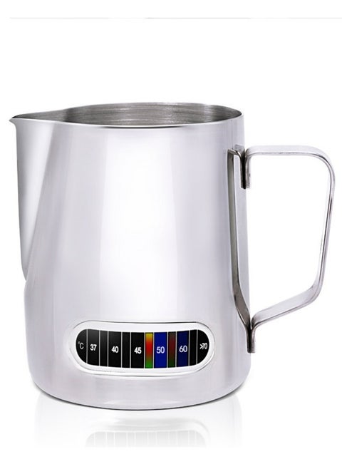 Milk Frothing Pitcher 600ml with Thermometer Espresso Steaming Frothing Cup with Internal Measurement Perfect for Espresso Machines and Latte Cappuccino Art, Coffee Fest Family office Commercia