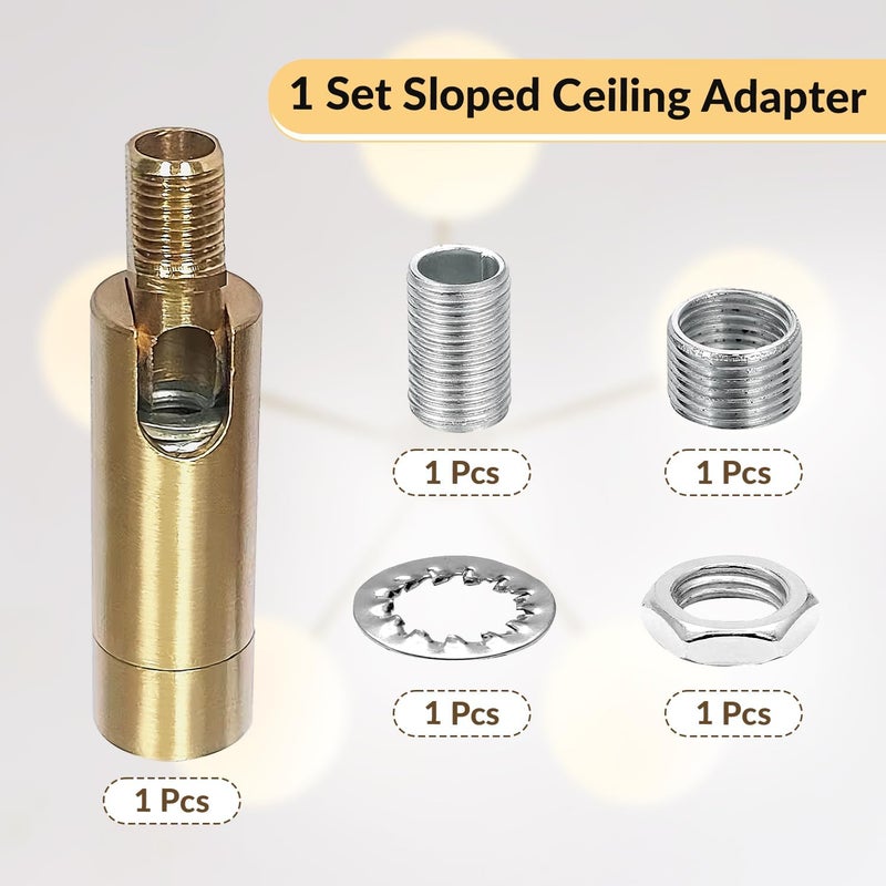KCO Lighting Brass Sloped Ceiling Light Adapter, 2 Pack 180 Degree Pendant Suspension Canopy for Chandelier, Hanging Helper Suitable for Vaulted or Angle Ceiling - Image 4