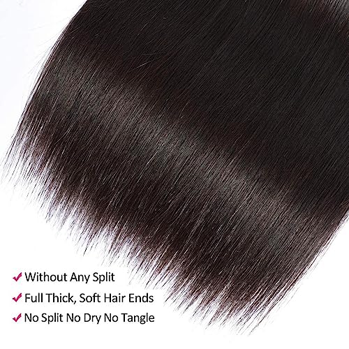 WOWQUEEN Brazilian Straight Human Hair 4 Bundles 10 12 14 16 Inch 100% Unprocessed Virgin Straight Weave Bundles Human Hair - Image 5